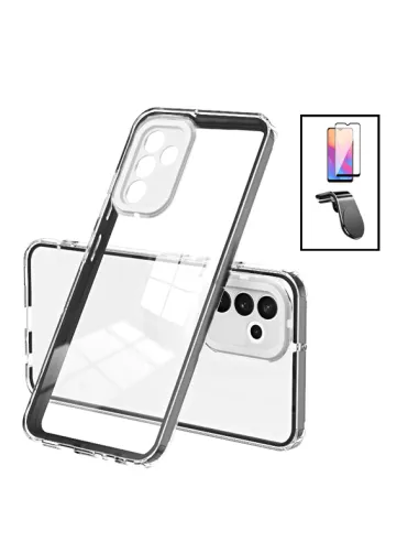 Kit Capa 360 Airbag + Suporte L + Vidro Full Cover para Samsung Galaxy A13 5G - Transparente