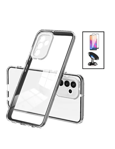 Kit Capa 360 Airbag + Suporte Magnético + Vidro Full Cover para Samsung Galaxy A04s - Transparente