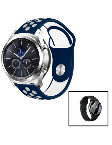 Kit Bracelete SportyStyle + Película de Fenix 6S Solar - 42mm - Azul Escuro / Branco