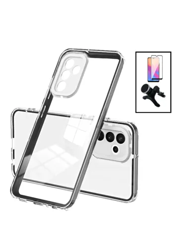 Kit Capa 360 Airbag + Suporte Magnético Reforçado + Vidro Full Cover para Samsung Galaxy A04s - Transparente