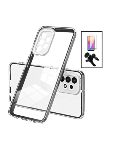 Kit Capa 360 Airbag + Suporte Magnético Reforçado + Vidro Full Cover para Samsung Galaxy A13 - Transparente