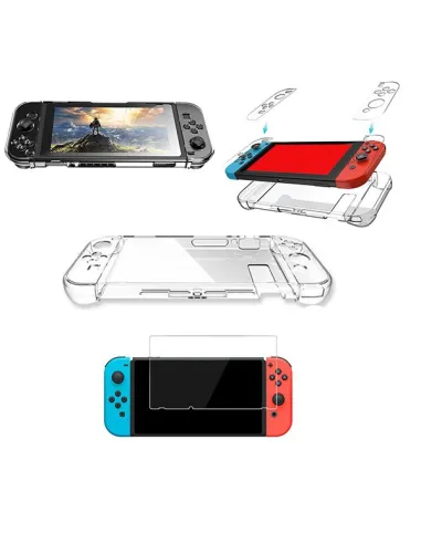 Kit Capa 360 CrystalCase + Película de Vidro Full Cover para Nintendo Switch