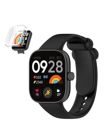 Kit Capa 360° Impact Protection + Bracelete SmoothSilicone  para Xiaomi Redmi Watch 4 - Preto