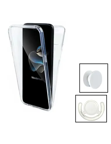 Kit Capa 360° Impact Protection + 1 GripHolder + 1 Suporte para Apple iPhone 15 - Transparente/Branco