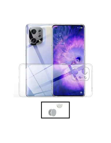 Kit Capa 360° Impact Protection + 1 GripHolder + 1 Suporte para Oppo Find X5 Lite - Transparente/Branco