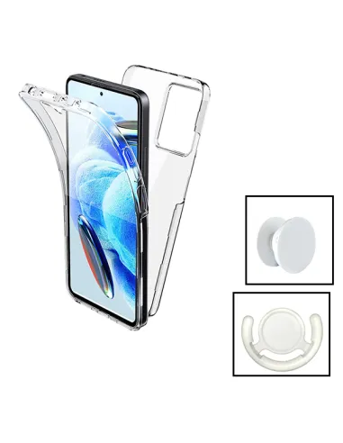 Kit Capa 360° Impact Protection + 1 GripHolder + 1 Suporte para Xiaomi Redmi 12 5G - Transparente/Branco