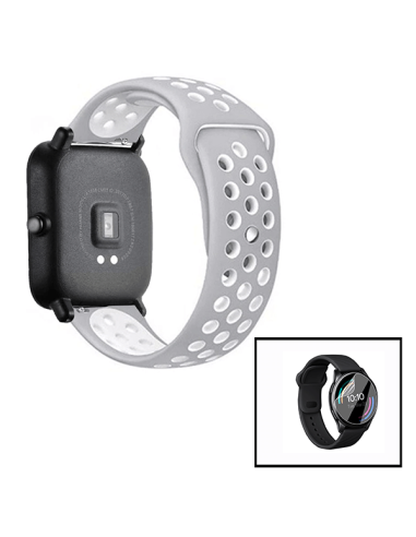 Kit Bracelete SportyStyle + Película de Hydrogel para Huawei Watch 3 Classic - Cinza / Branco