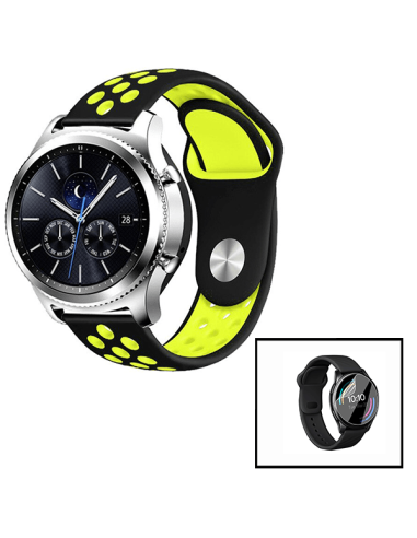 Kit Bracelete SportyStyle + Película de Hydrogel para Huawei Watch 3 Elite - Preto / Verde Fluorescente