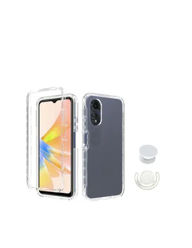 Kit Capa 360° Impact Protection + 1 GripHolder + 1 Suporte  para Oppo A38 4G - Transparente/Branco