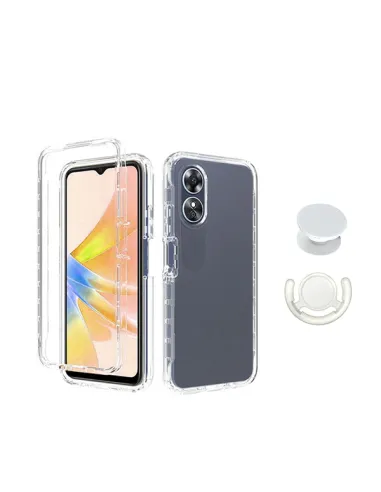 Kit Capa 360° Impact Protection + 1 GripHolder + 1 Suporte  para Oppo A58 5G - Transparente/Branco