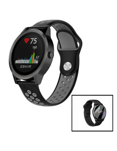 Kit Bracelete SportyStyle + Película de Hydrogel para Motorola Moto Watch 100 - Preto / Cinza