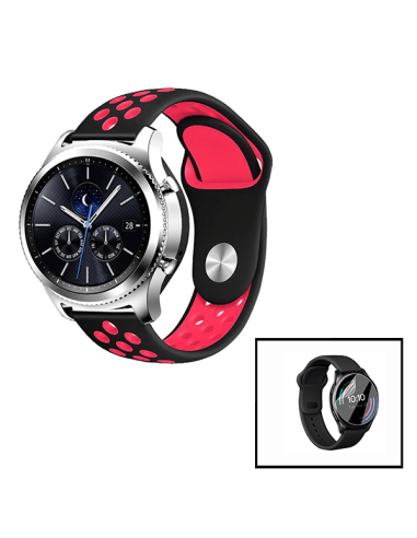 Kit Bracelete SportyStyle + Película de Hydrogel para Realme Watch S - Preto / Vermelho