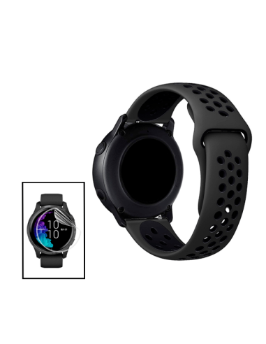 Kit Bracelete SportyStyle + Película de Hydrogel para Samsung Galaxy Watch 46mm - Preto / Preto