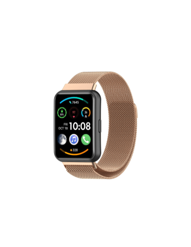Bracelete Milanese Loop Fecho Magnético para Huawei Watch Fit 2 - Rosa ouro