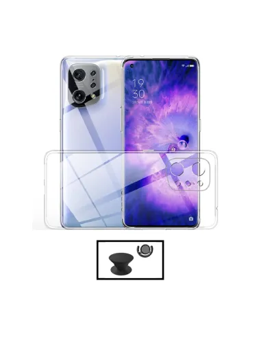 Kit Capa 360° Impact Protection + 1 GripHolder + 1 Suporte para Oppo Find X5 Lite - Transparente/Preto