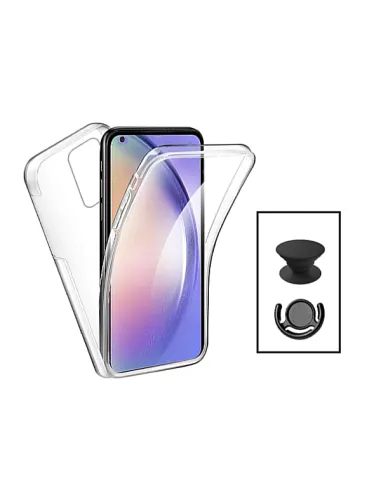 Kit Capa 360° Impact Protection + 1 GripHolder + 1 Suporte para Oppo Reno8 Lite - Transparente/Preto