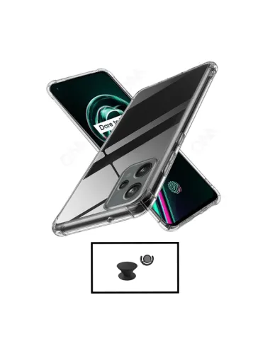 Kit Capa 360° Impact Protection + 1 GripHolder + 1 Suporte para Realme 9 Pro+ Plus - Transparente/Preto