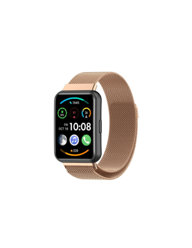 Bracelete Milanese Loop Fecho Magnético para Huawei Watch Fit 2 Active - Rosa ouro