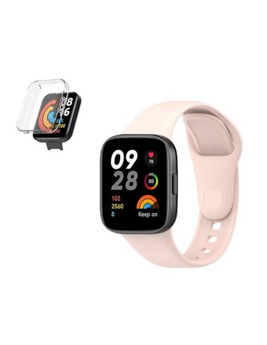 Kit Capa 360° Impact Protection + Bracelete SmoothSilicone Phonecare para Xiaomi Redmi Watch 3 Active - Rosa