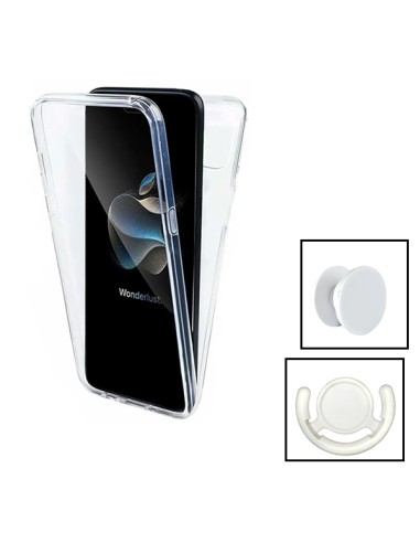 Kit Capa 3x1 360° Impact Protection + 1 GripHolder + 1 Suporte GripHolder Branco para Apple iPhone 15 Plus - Transparente/Branco