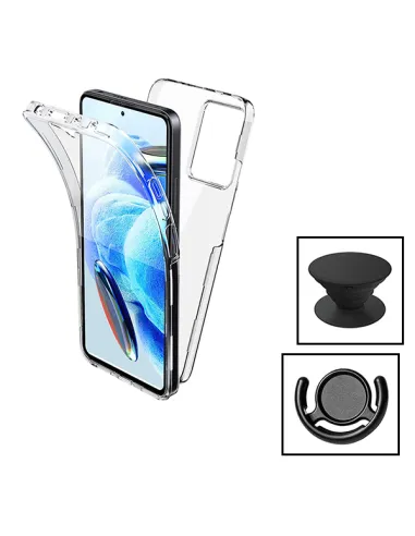 Kit Capa 360° Impact Protection + 1 GripHolder + 1 Suporte para Xiaomi Redmi Note 12R - Transparente/Preto