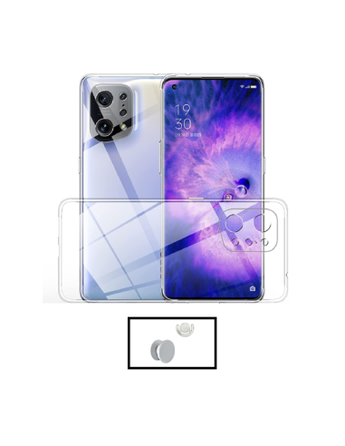 Kit Capa 3x1 360° Impact Protection + 1 GripHolder + 1 Suporte GripHolder Branco para Oppo Find X5 Lite - Transparente/Branco