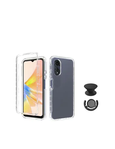 Kit Capa 360° Impact Protection + 1 GripHolder + 1 Suporte  para Oppo A18 - Transparente/Preto