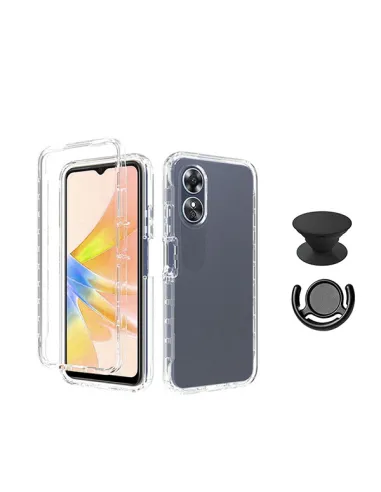 Kit Capa 360° Impact Protection + 1 GripHolder + 1 Suporte  para Oppo A78 5G - Transparente/Preto