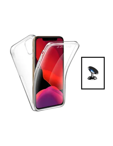 Kit Capa 360° Impact Protection + Suporte Magnético para Apple iPhone 14 Pro - Transparente/Branco