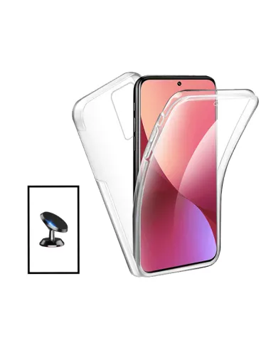 Kit Capa 360° Impact Protection + Suporte Magnético para Xiaomi Mi 12 Lite - Transparente/Branco