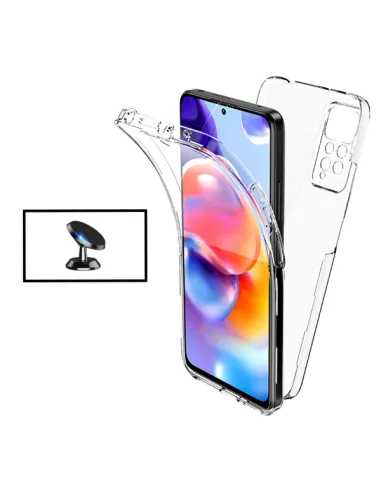 Kit Capa 360° Impact Protection + Suporte Magnético para Xiaomi Redmi Note 11S 5G - Transparente/Branco