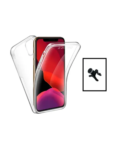 Kit Capa 360° Impact Protection + Suporte Magnético Reforçado para Apple iPhone 14 - Transparente/Branco