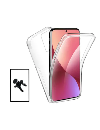 Kit Capa 360° Impact Protection + Suporte Magnético Reforçado para Xiaomi Mi 12 Lite - Transparente/Branco