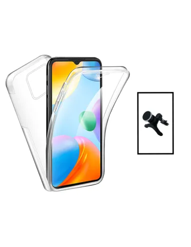 Kit Capa 360° Impact Protection + Suporte Magnético Reforçado para Xiaomi Redmi 10 Power - Transparente/Branco