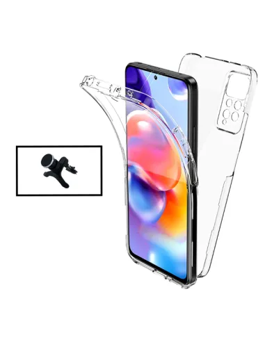 Kit Capa 360° Impact Protection + Suporte Magnético Reforçado para Xiaomi Redmi Note 11S 5G - Transparente/Branco