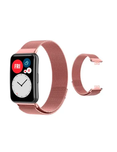 Bracelete Milanese Loop Fecho Magnético para Huawei Watch Fit mini - Rosa