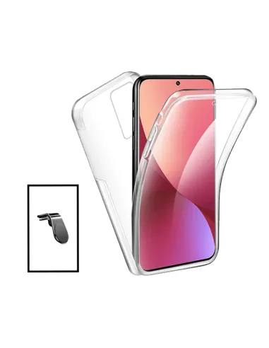 Kit Capa 360° Impact Protection + Suporte Magnético L para Xiaomi Mi 12 Lite - Transparente/Branco