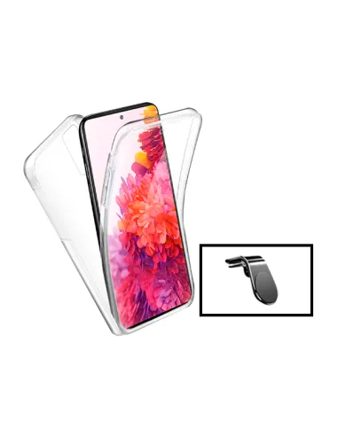 Kit Capa 360° Impact Protection + Suporte Magnético L para Xiaomi Poco X4 NFC - Transparente/Branco