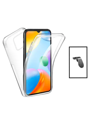 Kit Capa 360° Impact Protection + Suporte Magnético L para Xiaomi Redmi 10C - Transparente/Branco