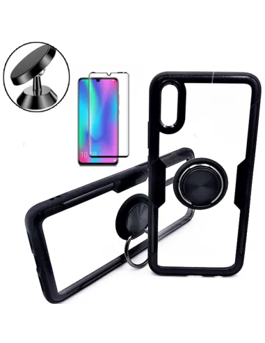 Kit Capa 3x1 Clear Armor + Vidro Premium Full Cover + Suporte Magnético para Huawei P30