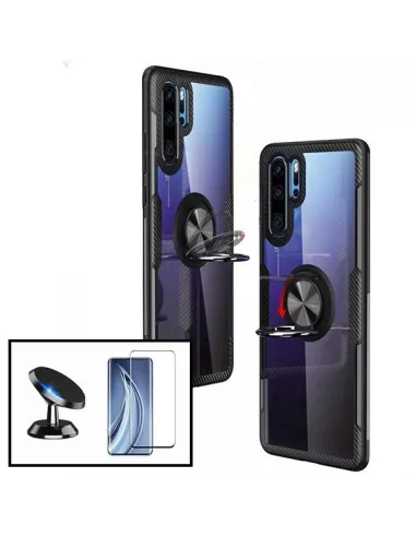 Kit Capa 3x1 Clear Armor + Vidro Premium Full Cover + Suporte Magnético para Huawei P30 Lite