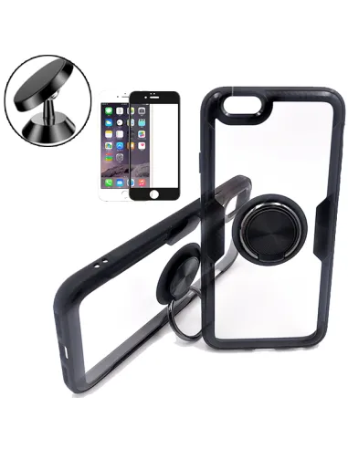 Kit Capa 3x1 Clear Armor + Vidro Premium Full Cover + Suporte Magnético para iPhone 6 / 6S