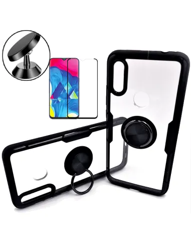 Kit Capa 3x1 Clear Armor + Vidro Premium Full Cover + Suporte Magnético para Samsung Galaxy M30