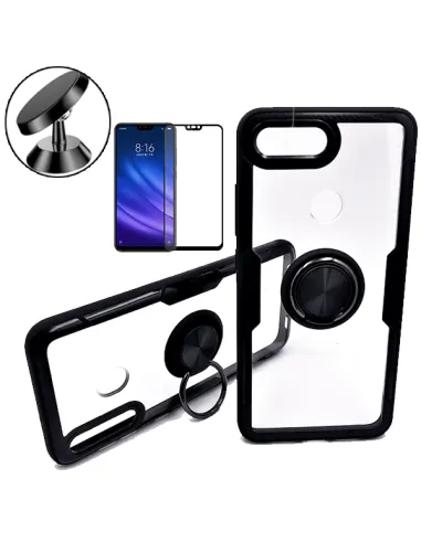 Kit Capa 3x1 Clear Armor + Vidro Premium Full Cover + Suporte Magnético para Xiaomi Mi 8 Lite