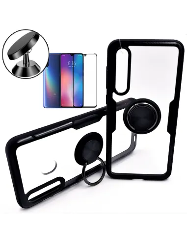 Kit Capa 3x1 Clear Armor + Vidro Premium Full Cover + Suporte Magnético para Xiaomi Mi 9