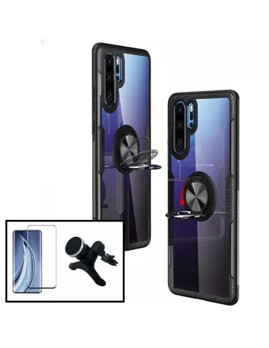 Kit Capa 3x1 Clear Armor + Vidro Premium Full Cover + Suporte Magnético Reforçado para Huawei P20 Lite