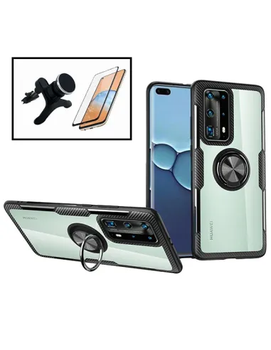 Kit Capa 3x1 Clear Armor + Vidro Premium Full Cover + Suporte Magnético Reforçado para Huawei P40 Lite