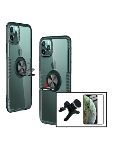 Kit Capa 3x1 Clear Armor + Vidro Premium Full Cover + Suporte Magnético Reforçado para iPhone 11 Pro Max