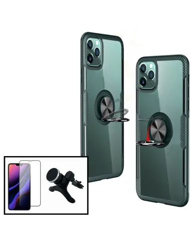 Kit Capa 3x1 Clear Armor + Vidro Premium Full Cover + Suporte Magnético Reforçado para iPhone XS Max