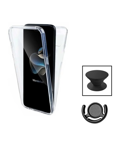 Kit Capa 3x1 360° Impact Protection + 1 GripHolder + 1 Suporte GripHolder Preto para Apple iPhone 15 Plus - Transparente/Preto